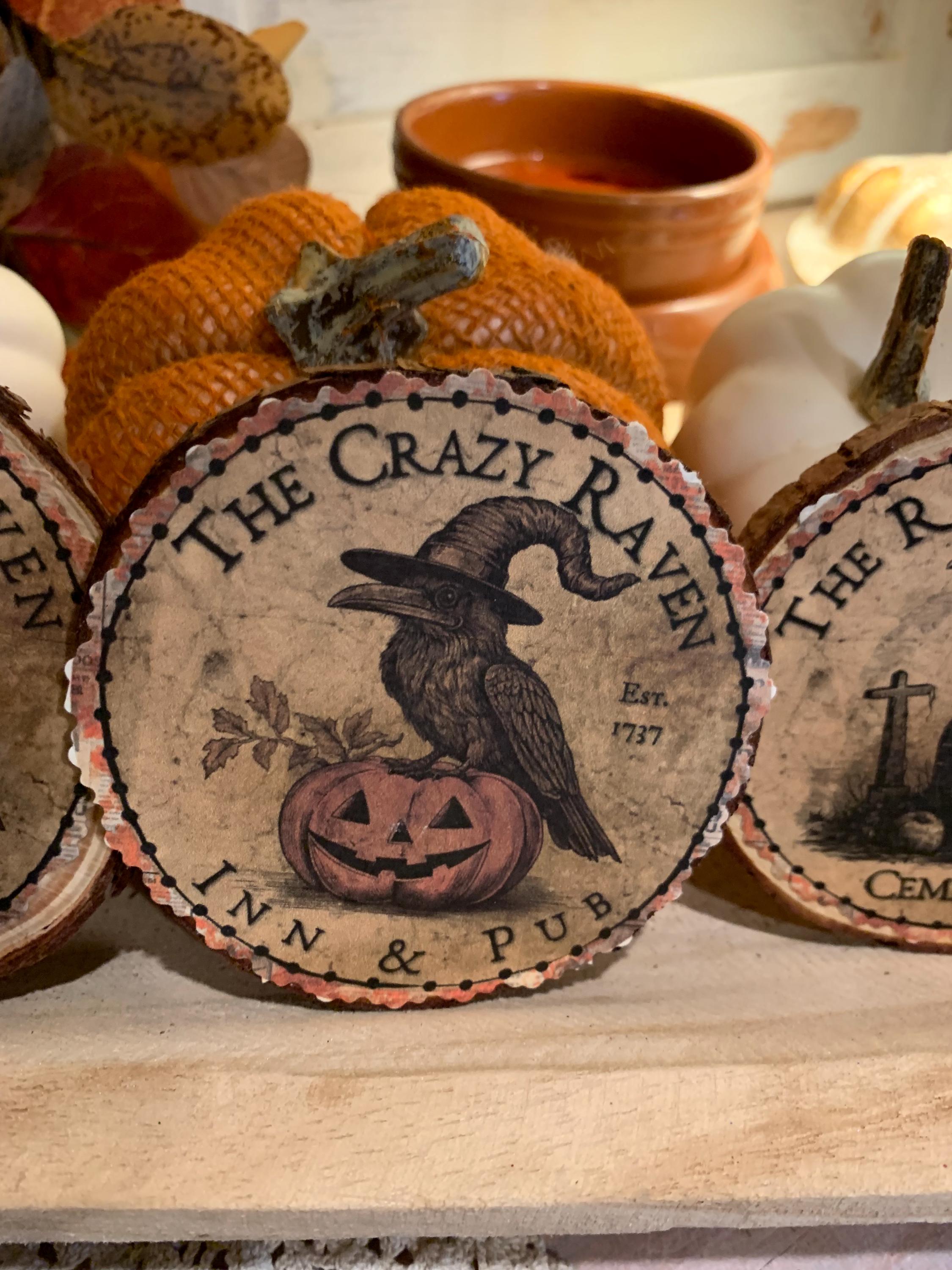 Primitive Raven & Crow Halloween Wood Slice Ornies - Set of 3 - Etsy