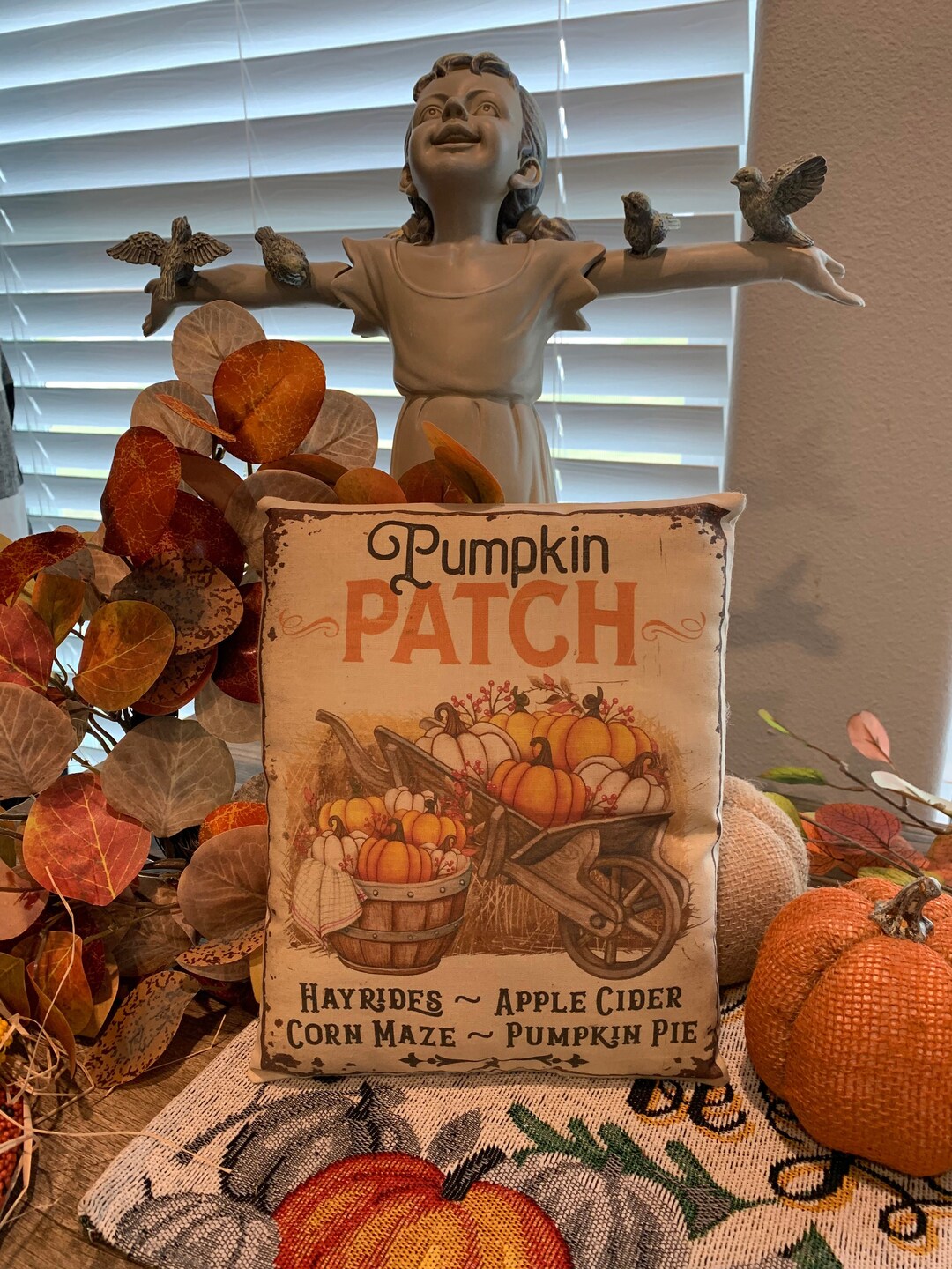 New Vintage Pumpkin Patch Apple Cider Filler Pillow approx Etsy