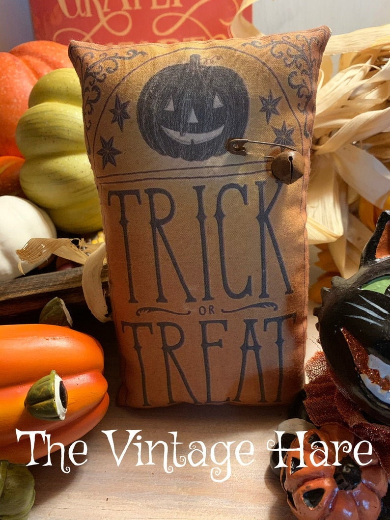 New~~ Primitive Vintage Trick or Treat Art Print Bowl Filler Ornie ...