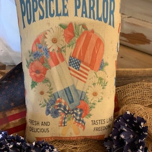 NEW Vintage Reproduction Popsicle Parlor Tiered Tray Patriotic July 4 Independence Day Pillow Tuck Vintage Hare