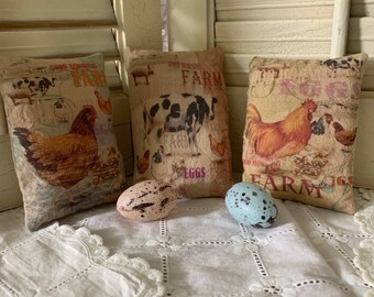 Vintage Farm House Set of 3 Bowl Filler, Ornie, Pillow Tucks Vintage Hare Hafair OFG FWB