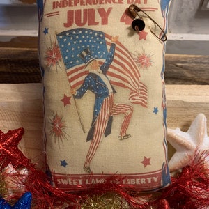 New~~ Vintage Uncle Sam Patriotic Art Print Bowl Filler Pillow (4.5"x7") Vintage Hare HAFAIR, OFG, FWB