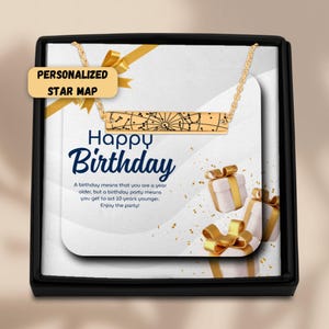 Personalisierte Horizontale Sternenkarte Halskette - Individuell gravierte Geburtstagsgeschenk, Nachthimmel Schmuck, Celestial Constellation Bar Anhänger