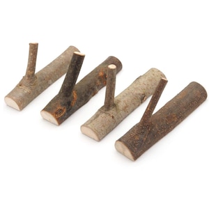 Vintage Wood Branch Wall Hooks - Real Wood Adhesive Hangers for Rustic Home Decor