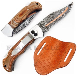 Handgefertigtes Kupfer Damast Stahl Taschenklappmesser Handgefertigtes Kupfer Jubiläum Geschenk Messer Handgeschmiedete Kupfer Falten Klinge Groomsman Geschenk