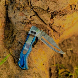 Handgefertigtes Kupfer Damast Stahl Taschenklappmesser Handgefertigtes Kupfer Jubiläum Geschenk Messer Handgeschmiedete Kupfer Falten Klinge Groomsman Geschenk