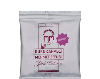 Turkse cafeïnevrije koffie, cafeïnevrije gemalen arabicakoffie, traditionele Kurukahveci Mehmet Efendi, zakje van 50 g, authentieke Turkse drank, gourmet