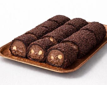 Kakao Brownie Türkisch Delight Roll, Premium Schokoladen Fudge Sweet, Soft Chewy Dessert Candy, Gourmet Food Geschenkbox, 250g / 9 oz