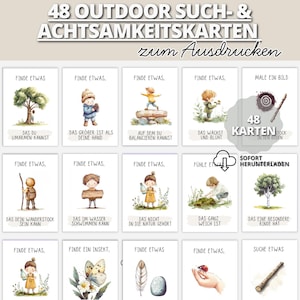48 skattjaktskort utomhus för barn | Upptäck naturen | Förskolematerial för mindfulness | PDF-nedladdning för förskoleskogsdagar