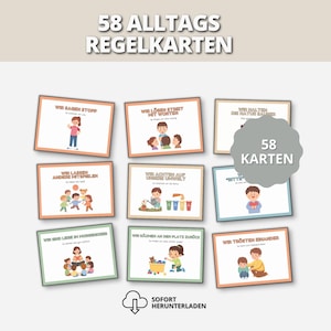 Tarjetas de reglas para niños | Normas de la guardería | Jardín de infancia Montessori | Pautas de comportamiento infantil | PDF imprimible | Material educativo