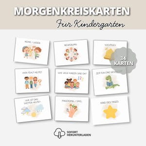 Tarjetas para la actividad matutina en guardería (PDF) | Rutina diaria y actividades para jardín de infancia | Recursos para maestros | Imprimible