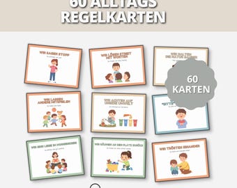 Rule cards for children | Daycare rules | Montessori kindergarten | Children's behavior guidelines | Printable PDF | Educational material