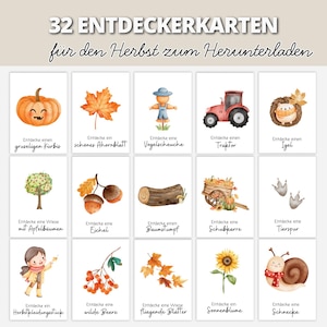 32 Herbst Entdeckerkarten für Kinder | Natur-Suchspiel für Spaziergänge, Waldtage | Kindergarten, Tagespflege & Eltern | PDF Sofort-Download