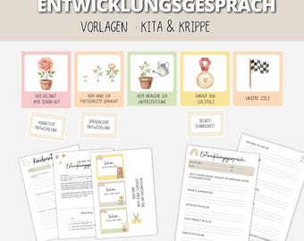 Entwicklungsgespräch Kindergarten | Kita & Krippe Vorlagen | Gesprächskarten, Kinderinterview, Entwicklungsbogen | PDF