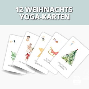 12 Weihnachts-Yoga-Karten für Kinder | Ruhige Aktivität für Kita und Zuhause | PDF zum Ausdrucken