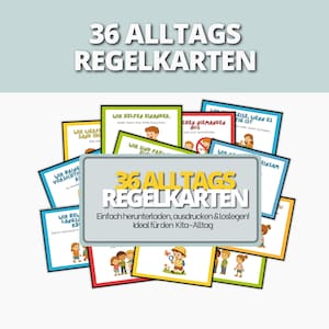 36 tarjetas digitales con reglas para preescolar | Reglas para niños | Materiales educativos imprimibles | Descarga inmediata