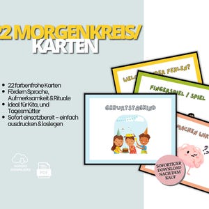 22 cartes de cercle du matin Kita Set pour la structure quotidienne et la joie dans le cercle de chaise du cercle du matin