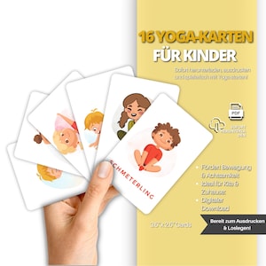 16 carte yoga per bambini – Download digitale | Mindfulness, movimento e divertimento per l'asilo e la casa