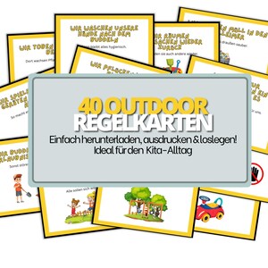 40 Schede di Regole per l'Asilo: Regole di Condotta per gli Spazi Esterni | Materiali Didattici da Stampare | Download Immediato