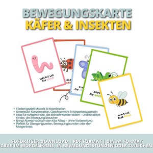 16 Insekten-Bewegungskarten  | Spielerisch Motorik & Naturwissen fördern | Kita und  Grundschule | PDF Download
