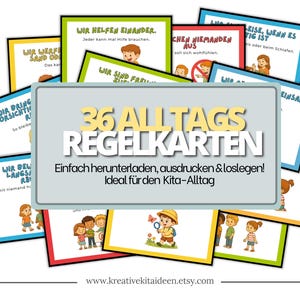 幼稚園向けデジタルルールカード 36 枚 |子どものためのルール |印刷用教材 |即時ダウンロード
