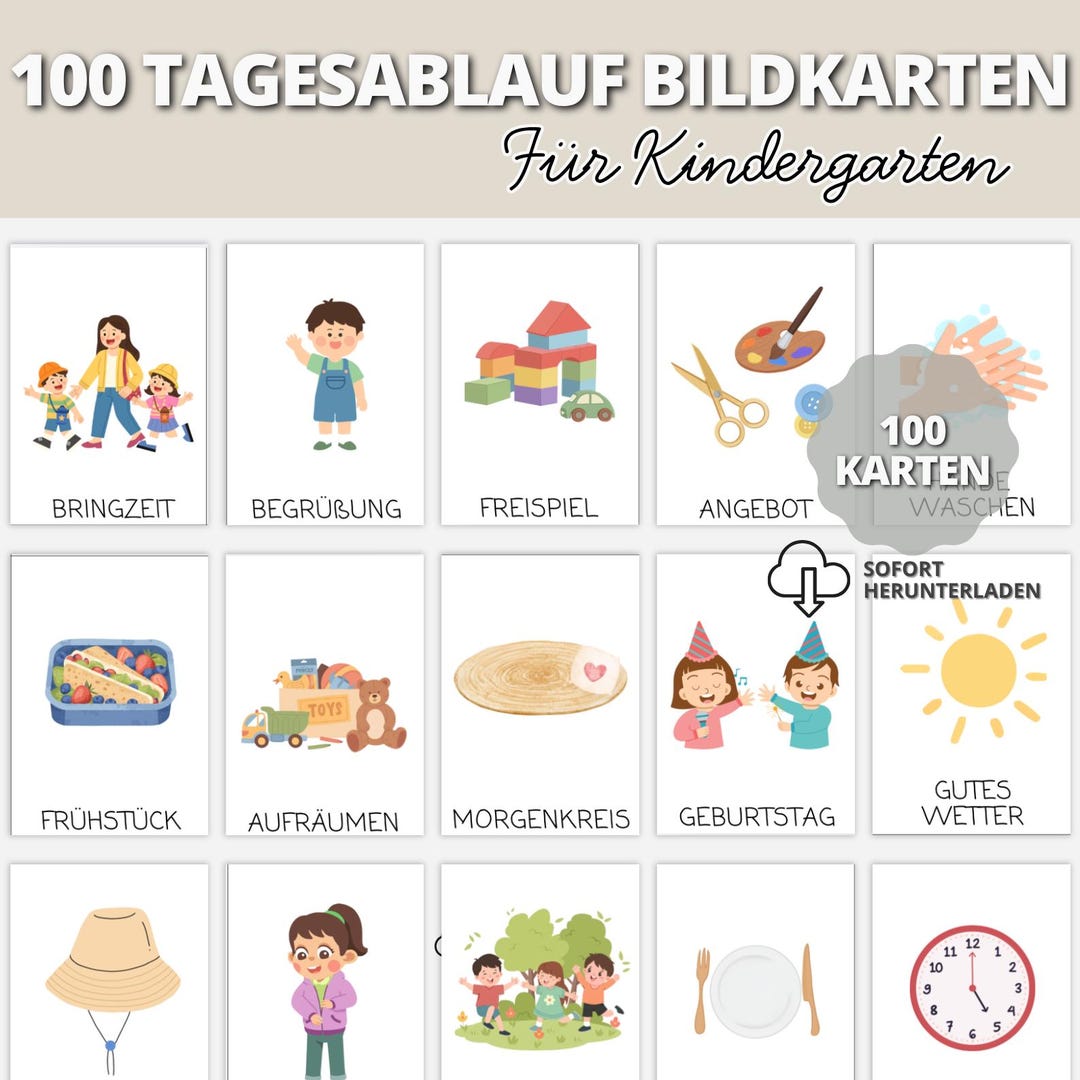 Daily Routine Cards for Children in Daycare and Kindergarten | Picture ...