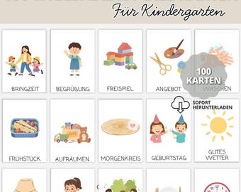 Daily Routine Cards for Children in Daycare and Kindergarten | Picture Cards for Daily Structure in Nursery | Morning Circle Routine | Learning Cards (PDF)