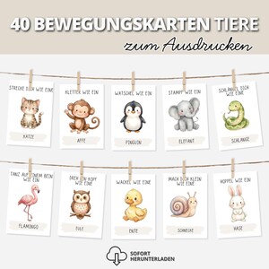 40 Animal Movement Cards for Children | Activity Cards for Daycare & Morning Circle | Motor Skills Game | Montessori Preschool | PDF Download