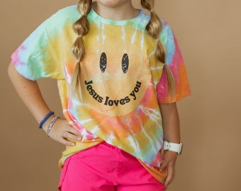 Jesus Loves You | Tie Dye Smiley | Tee | Kids