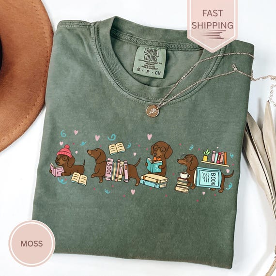 Dachshund Book Lover Shirt Reading Wiener Dog Tee Funny Dachshund Tshirt Doxie Mom Shirt Weenie Dog Gift Bookish Doxie Gifts for Dog Moms