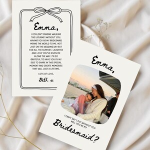 Bridesmaid Proposal Card Template, Bow Bridesmaid Proposal Template, Will You Be My Bridesmaid, Bridesmaid Keepsake, Wedding, Personalised
