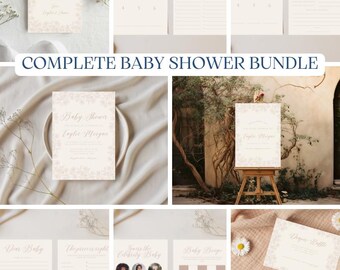 Floral Baby Shower Bundle: Editable Invite, Sign, Games (Printable Download)