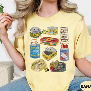 Retro Tinned Fish Graphic Tee: Comfort Colors Cotton Shirt