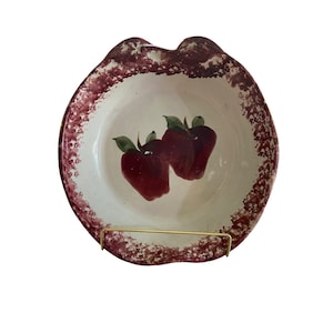 Vintage Apple Pie Plate with Recipe: Speckled Red Ceramic Farmhouse Decor