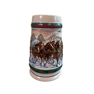 1993 Budweiser Holiday Stein Special Delivery Nora Koerber Ceramarte Vintage