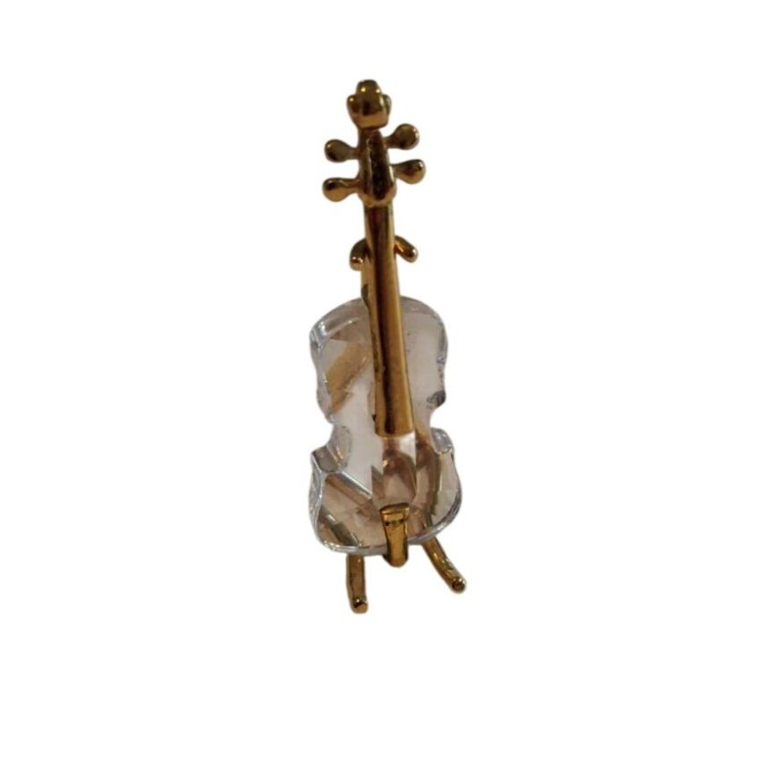 Vintage Swarovski Crystal Violin Miniture Gold Tone Instrument