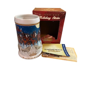2005 Budweiser Holiday Stein Clydesdales Running Free w/ Box COA Ceramarte