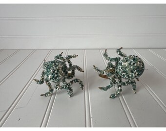 Pier 1 Beaded Octopus Napkin Rings Set Coastal Sea Decor Handmade Blue White