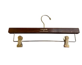 Alexander Julian Colours Wooden Pant Hanger With Brass Metal Clips 16"