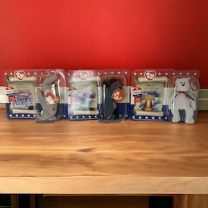 Ty Beanie Babies McDonalds USA Trio Set Righty Lefty Libearty 2000 Sealed Lot