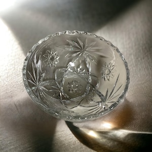 Vintage Anchor Hocking Candy Dish EAPG Starburst Bowl Cut Glass