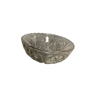 Vintage Anchor Hocking Berry Bowl | Pressed Glass Starburst Pattern | Clear Crystal Look Dessert Dish
