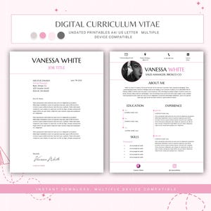 Plantilla de currículum vitae, CV profesional, CV editable en Canva y Word, diseño moderno compatible con ATS, descarga instantánea
