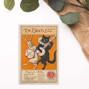 Stampa di gatto vintage da cartolina