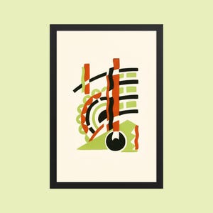 Framed Abstract Art Print, Vintage Art Deco