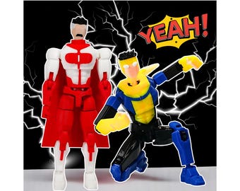 Invincible & Omni-Man Inspired Action Figure – Poseable Jointed Superhero Toy, Action Man Doll, Gifts for Fans