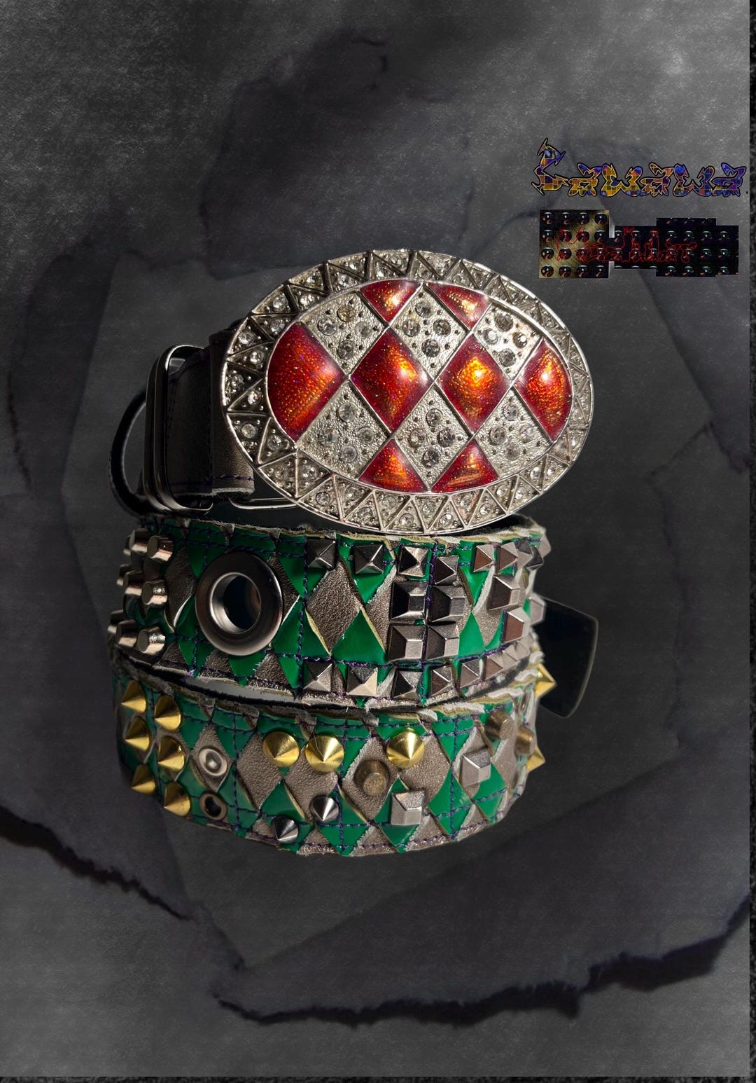 HANDMADE Diamond Pattern Handknitted, Studded Rivet,genuine Leather ...