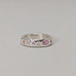 Organic Pure Silver Ring with Colorful Cubic Zirconia Stones (Size 5.5 US,50-50.5 EU)