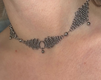 Stainless Steel Chainmail Choker, Alternative jewellery, Handmade