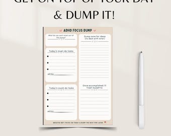 ADHD-dumptaakplanner/dagelijkse ADHD-takenlijst/dagelijkse productiviteitsto-do dumpbundel/